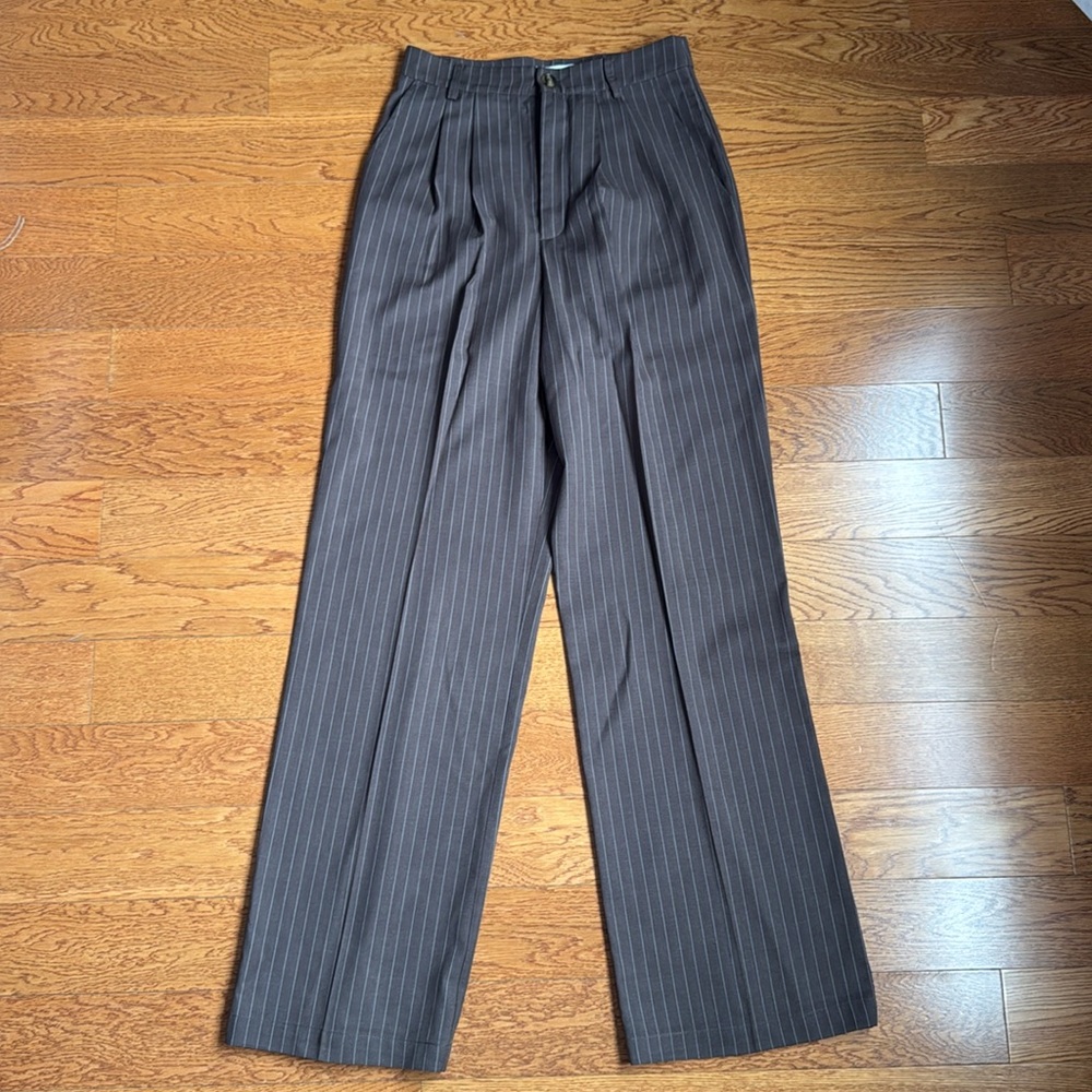 Reformation Brown Pinstripe Trousers - Picture 6 of 9